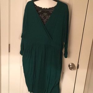 Emerald green dress with black lace back!